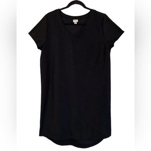 Merona Women's Size XL Solid Black V Neck  Short Sleeve Shirt Dress